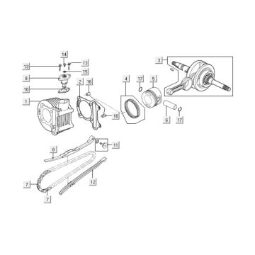 Cilinder - Zuiger - Krukas Kymco People One 125i 4-takt AC
