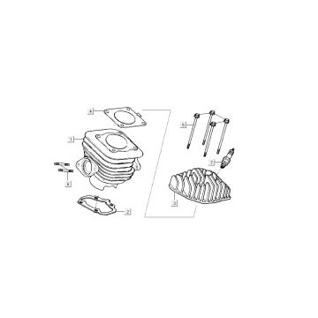 Cilinder - Cilinderkop Kymco Super9 50 2-takt AC 2003-2007 zilver - zwart