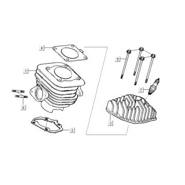 Cilinder - Cilinderkop Kymco Yup 50 2-takt AC zwart glans