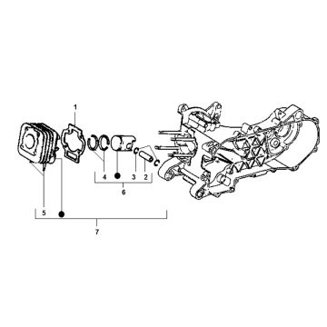 Cilinder - Zuiger Piaggio Typhoon 50 2-takt AC 1998-2005