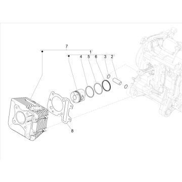 Cilinder - Zuiger Vespa Primavera 50 4-takt IGET 3V Euro 5
