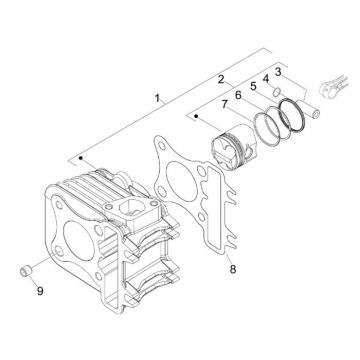 Cilinder - Zuiger Vespa S 50 4-takt 4V AC