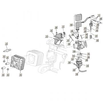 Cilinderkop Carburateur uitvoering Aprilia Mojito Custom 50 2-takt (Piaggio motor) 2004-2010