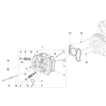 Cilinderkop Piaggio Liberty 125 IGET 3V IE ABS Euro 4 2015-2019