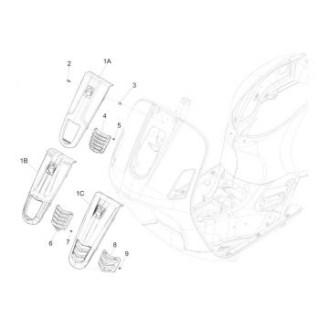 Afdekplaat voorkap Vespa GTS 125 IE