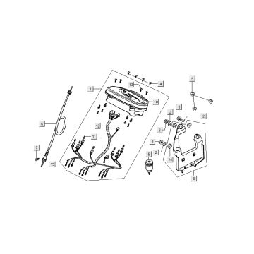 Kilometerteller - Kilometertellerkabel Kymco Dink 50 2-takt LC zilver