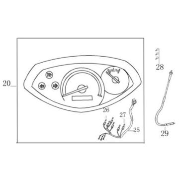 Kilometerteller - Cockpit - Kilometertellerkabel Benzhou YY80T-18 YY50QT(-18) bruin