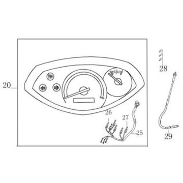 Kilometerteller - Cockpit - Kilometertellerkabel Benzhou YY80T-18 YY50QT(-18) rood