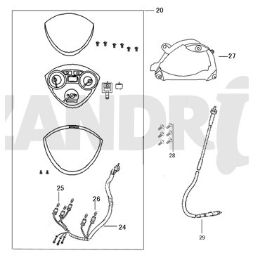 Kilometerteller - Cockpit - Kilometertellerkabel BTC Riva Sport oranje
