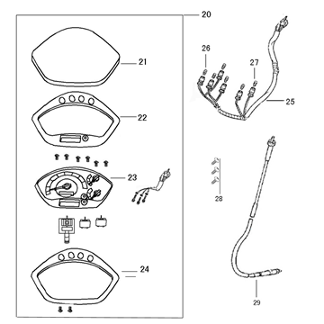Kilometerteller - Cockpit - Kilometertellerkabel Lintex HT50QT-12 125 zilver
