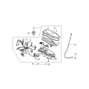 Kilometerteller - Cockpit - Kilometertellerkabel Kymco DJ 2-takt Zilver