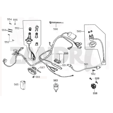 Contactslot-Kabelboom Santini Capri rood