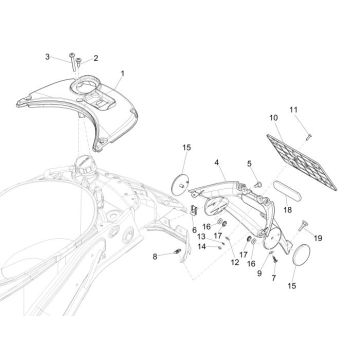 Achterspatbord -Afdekkap benzinetank Vespa Sprint 50 4-takt 2V AC mat geel 974/a