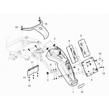 Achterspatbord Piaggio Beverly 350 Sport Touring Euro 3 2013-2014 zwart 94