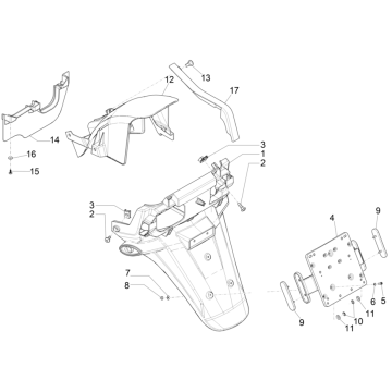Achterspatbord Piaggio MP3 350 Maxi Sport ABS Euro 4 2018-2020