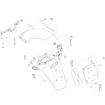 Achterspatbord Piaggio MP3 500 LT Business 2014-2016