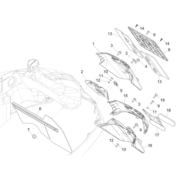 Achterspatbord -  Kentekenplaathouder Vespa GTS 300 ie 2008-2016 (met en zonder ABS) matgrijs 742/B