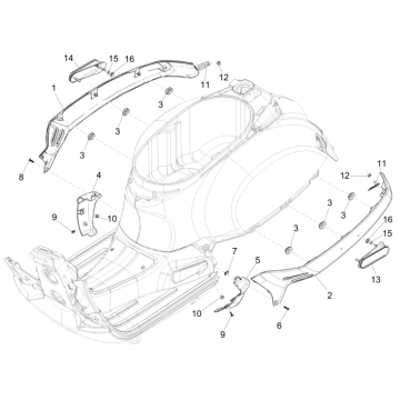 Motorschermen - Zijskirts Vespa GTS 300 ie 2008-2016 (met en zonder ABS) wit 544