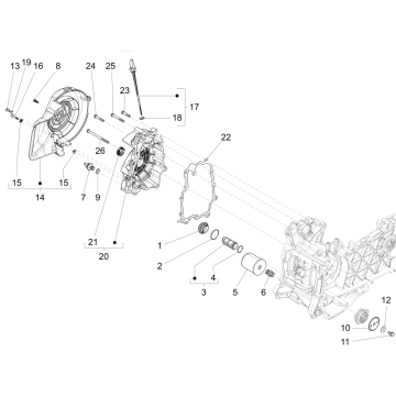 Vliegwieldeksel- Oliefilter - Peilstok Vespa Primavera 125 3V IE ABS