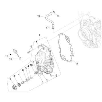 Waterpomp - Oliefilter Piaggio MP3 350 Maxi Sport ABS Euro 4 2018-2020