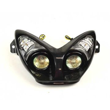 Koplamp zwart met led-knipperlicht Yamaha Aerox/MBK Nitro 50-100cc 2-takt 1997-2012
