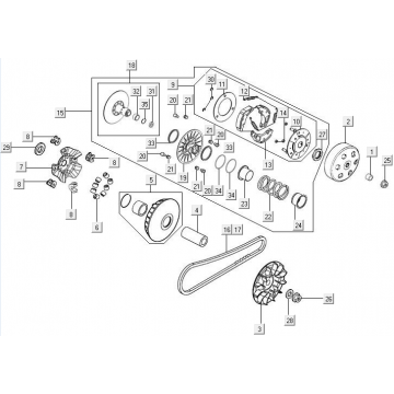 Variateur - V-snaar - Koppeling Kymco New Downtown 350i ABS