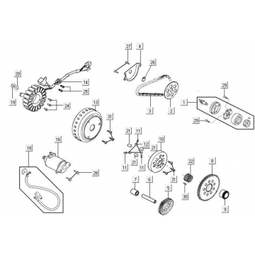 Startmotor - Startkoppeling - Oliepomp Kymco New Downtown 125i ABS