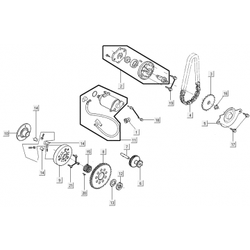 Startmotor - Startkoppeling - Oliepomp Kymco New Like 150i Euro 4