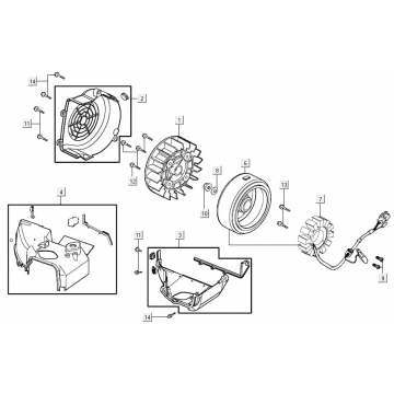 Ontsteking - Stator - Vliegwiel - Koelkappen Kymco Agility 16+ 150i Euro 4