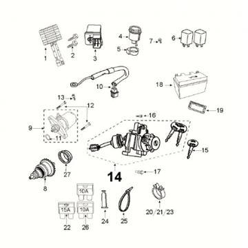 Elektrische delen - Bendix - Startmotor - Accu Peugeot Kisbee 4-takt Euro 5