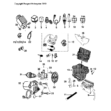 Elektrische delen - Bendix - Startmotor - Accu Peugeot Citystar 50 Bruin