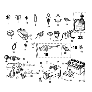Elektrische delen - Bendix - Startmotor - Accu Peugeot Speedfight 2 50 2-takt AC zwart