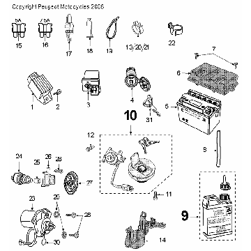 Elektrische delen - Bendix - Startmotor - Accu Peugeot Speedfight 3 50 2-takt LC
