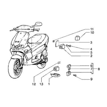 Startrelais - Knipperlichtrelais - Zekeringhouder Gilera Runner FXR 180 2-takt