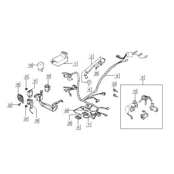 Elektrische delen Kymco Super9 50 2-takt LC oud model matzwart-zilver