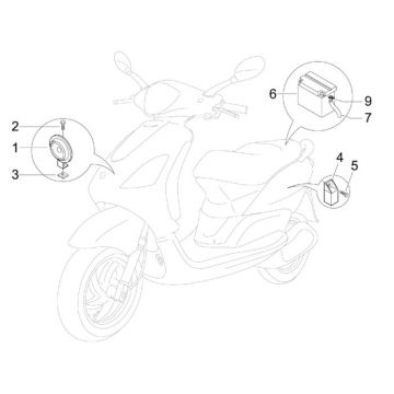 Accu - Claxon - Startrelais Piaggio Fly 50 4-takt AC