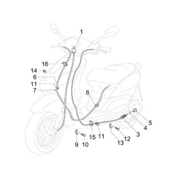 Kilometertellerkabel - Achterremkabel Piaggio Fly 50 4-takt AC