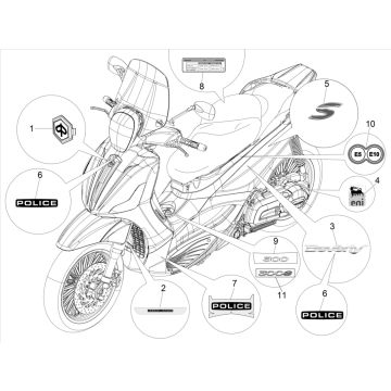 Emblemen - Stickers - Logo Piaggio Beverly 300 ie ABS Euro 4 2016-2020