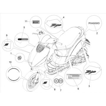 Emblemen - Stickers Piaggo Zip 50 4-takt IGET 3V Euro 5