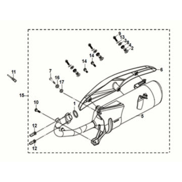 Exhaust muffler Sym Mio 50I E5