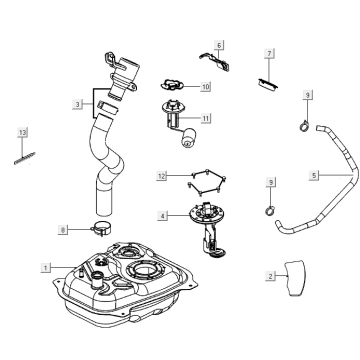 Benzinetank - Tankvlotter - Vacuümkraan Kymco Agility 16"+ 150i 4-takt AC Euro 4