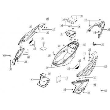 Motorschermen - Helmbak - Achterdrager Kymco Agility 16+ 150i Euro 4 mat metallic zilver
