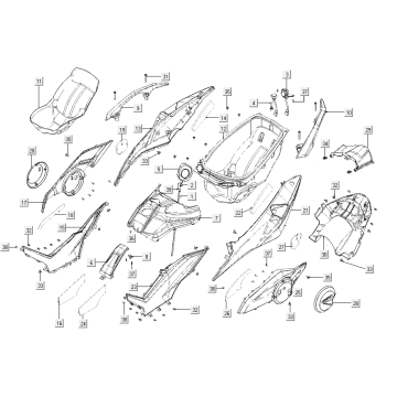 Helmbak - Beplating achterzijde Kymco AK550i matzwart