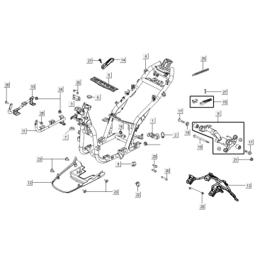 Frame - Motorophanging - Subframe - Voetsteunen Kymco Agility 16"+ 150i 4-takt AC Euro 4