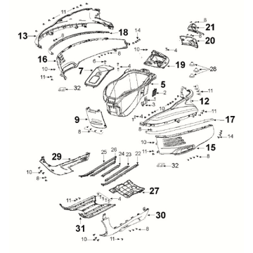 Kappen - Beplating Peugeot Django 50 4-takt AC Euro 5 inktzwart (R1)