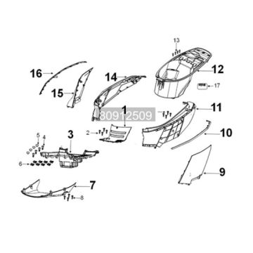 Fairing box (rear) Peugeot Tweet 125i E5 FL 2023-2025 PASIFIC BLUE (W4)