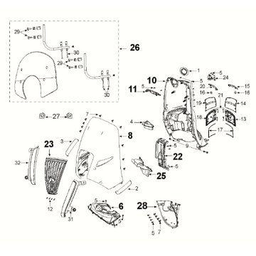 Fairing front Peugeot Django 4-takt E5 Ink Black (R1)