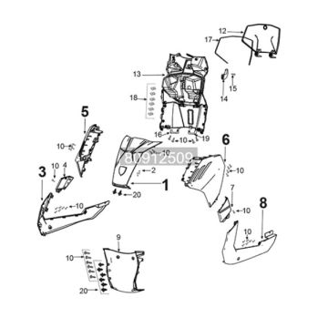 Fairing front Peugeot Tweet 125i E5 FL 2023-2025 PASIFIC BLUE (W4)
