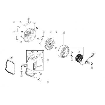 Ontsteking - Stator - Vliegwiel - Koelkappen Kymco Super8 Street 50i Euro 4 matzwart