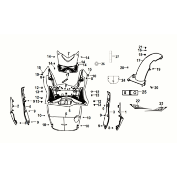 Floor panel - center cover Sym Jet 14 125I AC E5 2021-2024 MATT BROWN (BR-497U)